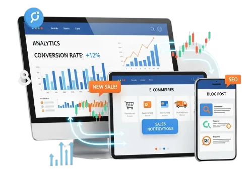 SEO services traffic and rankings report on desktop and mobile